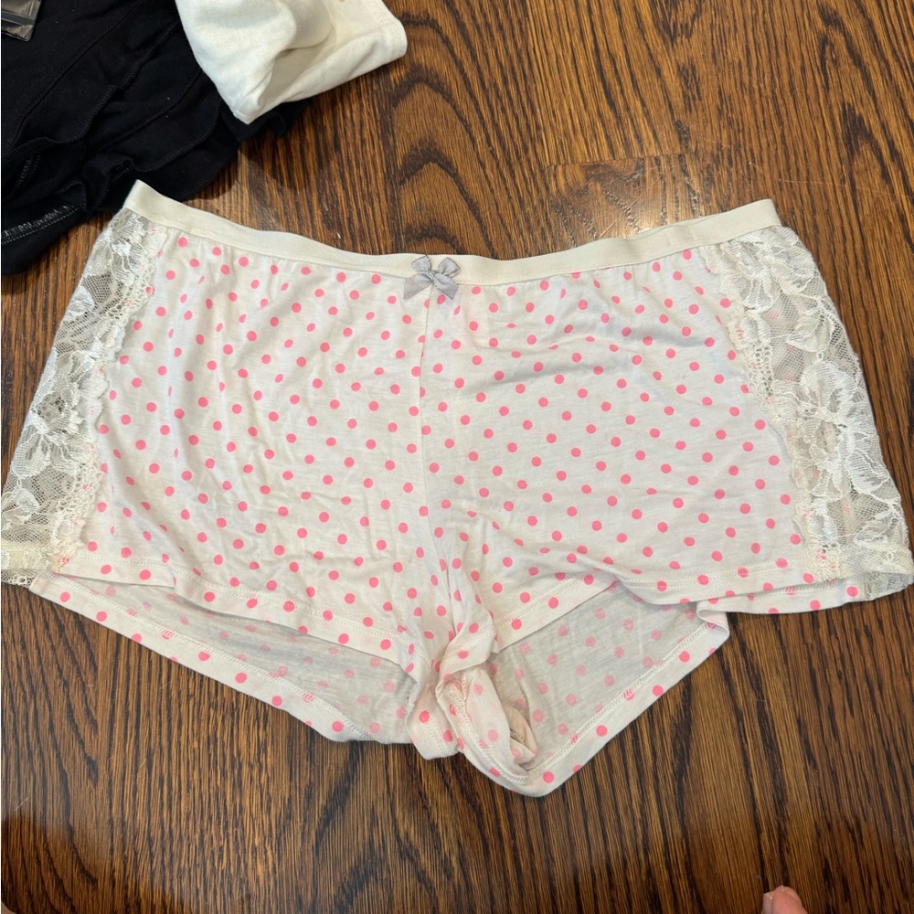 Victoria’s Secret Pink Polka Dot Lace Trim Women's Sleep Shorts size small